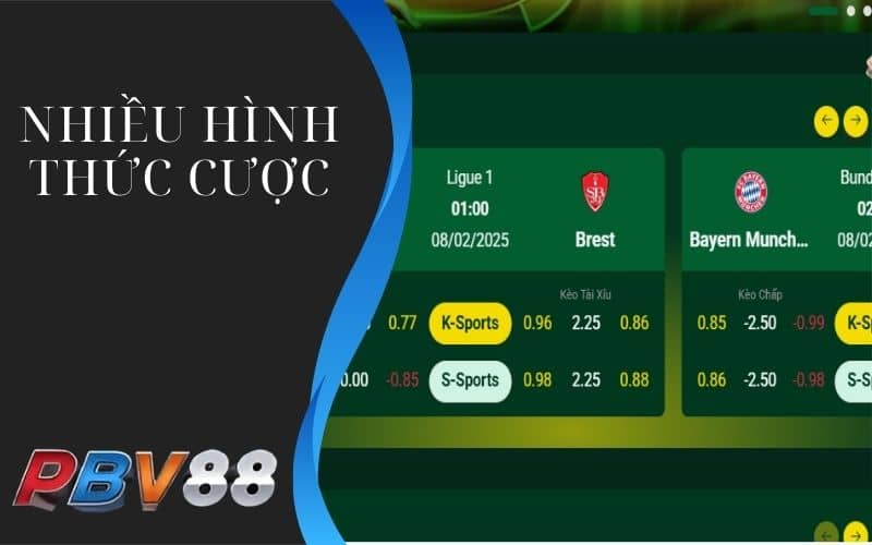 Thể thao PBV88 cung cấp nhiều hình thức đặt cược Thể thao PBV88 cung cấp nhiều hình thức đặt cược