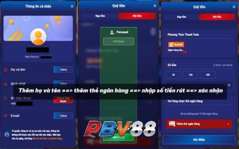 Các bước rút tiền PBV88 về tài khoản ngân hàng Các bước rút tiền PBV88 về tài khoản ngân hàng